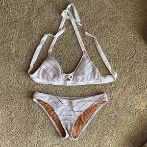 White and tan bikini